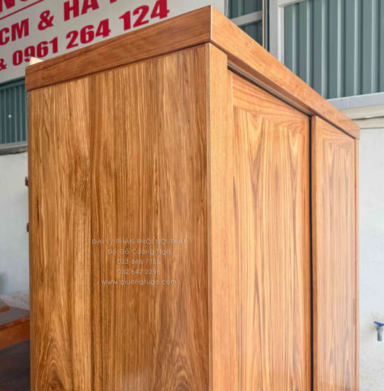 Tủ Áo Gỗ Hương Xám 2 Cánh Cửa Lùa Hiện Đại