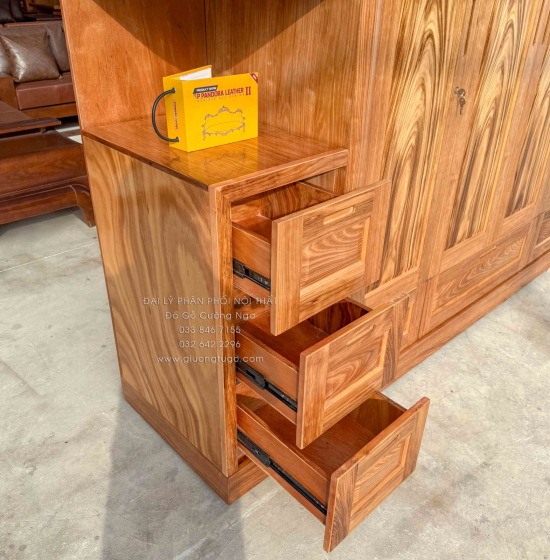 Tủ Áo Gỗ Hương Xám 4 Cánh Góc Trang Trí Bền Đẹp 