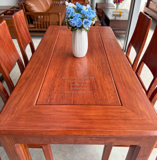 Bàn Ăn Gỗ Hương Đá 6 Ghế Hiện Đại Sang Trọng