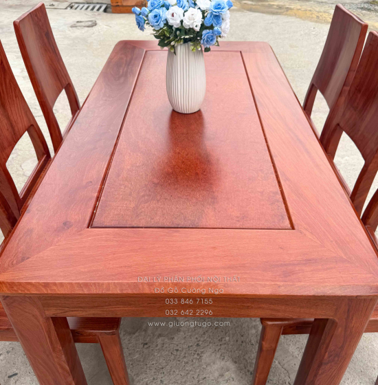 Bàn Ăn Gỗ Hương Đá 6 Ghế Hiện Đại Sang Trọng