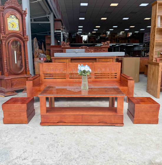 Ghế Sofa Gỗ Sồi Nga Văng Trứng Nhỏ Gọn Màu Xoan 