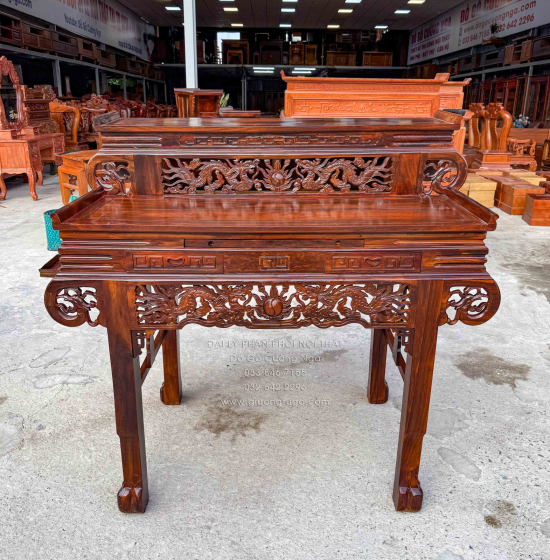 Bàn thờ gia tiên 2 tầng gỗ muồng - tay cuốn 1m34 giá rẻ 