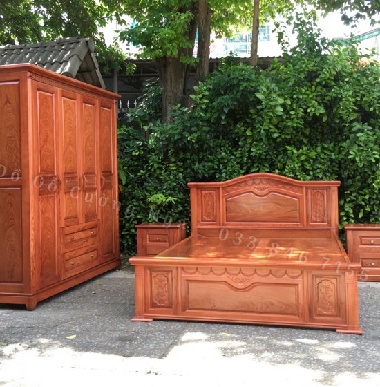 Combo phòng ngủ gỗ hương đá - mẫu nữ hoàng hiện đại 