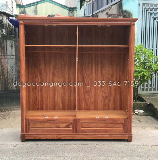 Tủ Quần Áo Gỗ Cẩm Vân 4 Cánh Hiện Đại CV 29.2