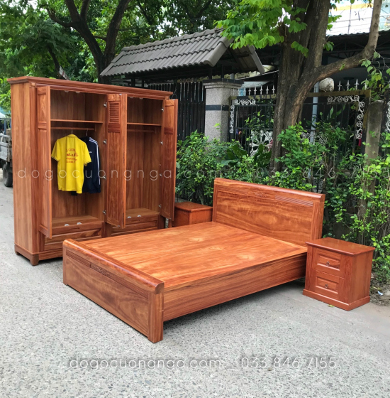 Combo phòng ngủ gỗ cẩm tự nhiên - hiện đại 