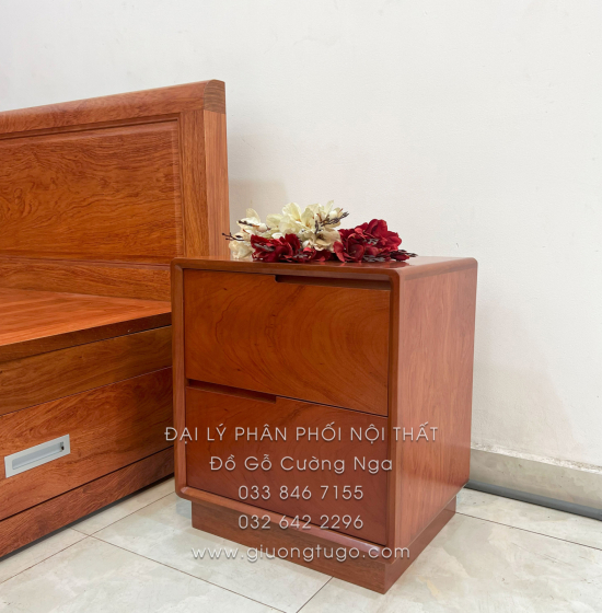 Combo Phòng Ngủ Gỗ Hương Đá 3 Chi Tiết Tối Giản Đẹp Mắt