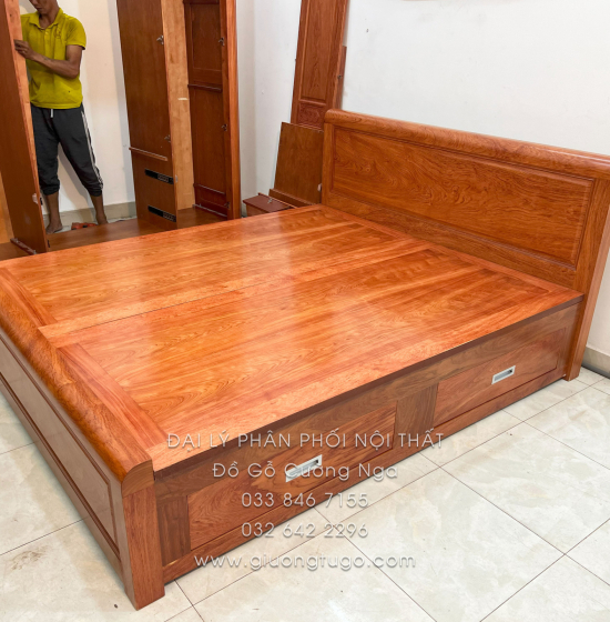 Combo Phòng Ngủ Gỗ Hương Đá 3 Chi Tiết Tối Giản Đẹp Mắt