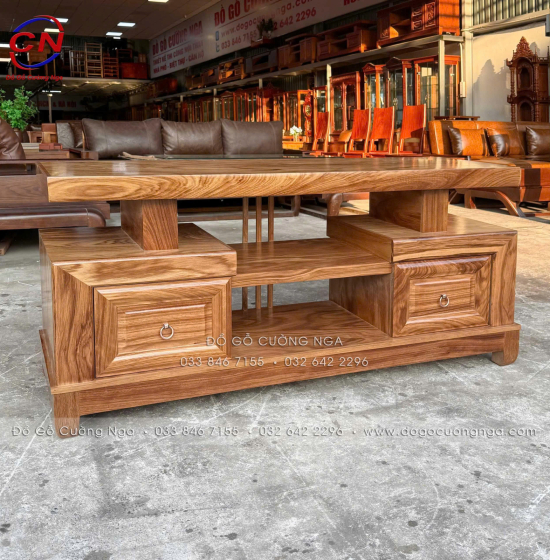 Kệ Tivi Gỗ Hương Xám 2 Ngăn Kéo Soi Hiện Đại Thiết Kế Tinh Gọn