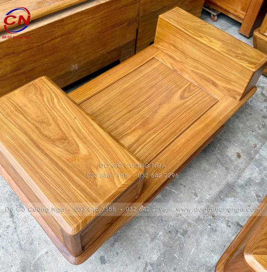 Sofa Gỗ Cẩm Vàng Thiết Kế 2 Văng Chân Thuyền Sang Trọng