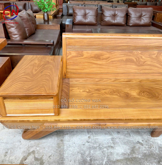 Sofa Gỗ Cẩm Vàng Thiết Kế 2 Văng Chân Thuyền Sang Trọng