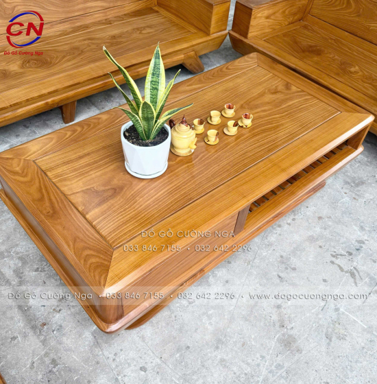 Sofa Gỗ Cẩm Vàng Thiết Kế 2 Văng Chân Thuyền Sang Trọng
