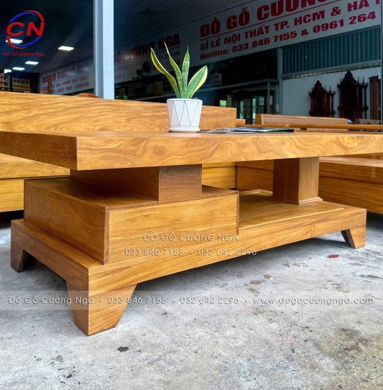 Sofa Gỗ Cẩm Vàng Góc L 2m44 x 2m Tay Trứng Đẹp Cho Phòng Khách