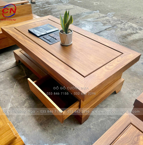 Sofa Gỗ Cẩm Vàng Góc L 2m44 x 2m Tay Trứng Đẹp Cho Phòng Khách