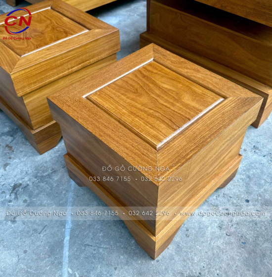 Sofa Gỗ Cẩm Vàng Góc L 2m44 x 2m Tay Trứng Đẹp Cho Phòng Khách