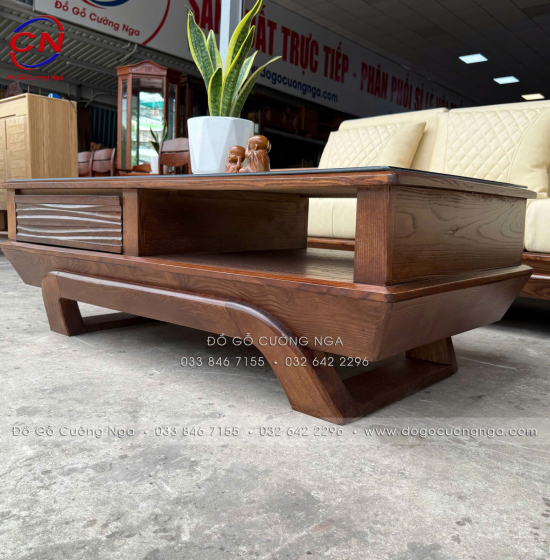 Bộ Sofa Gỗ Sồi Nga Góc L 2m8x1m8 Kèm Nệm Kem Sang Trọng 