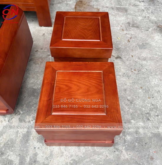 Sofa Gỗ Sồi Góc L 2m x 1m8 Bàn Boom Đẹp Thiết Kế Tựa Liền 