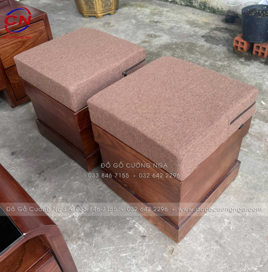 Sofa Văng Gỗ Sồi Nga Màu Óc Chó Có 3 Ngăn Kéo Dài 2m3