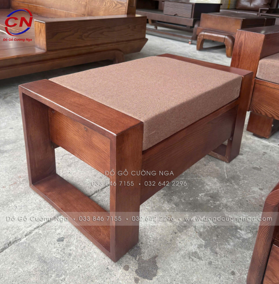 Sofa Văng Gỗ Sồi Nga Màu Óc Chó Có 3 Ngăn Kéo Dài 2m3