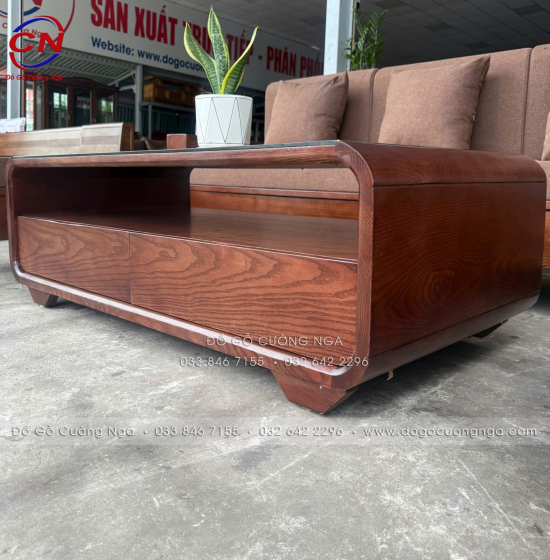 Sofa Văng Gỗ Sồi Nga Màu Óc Chó Có 3 Ngăn Kéo Dài 2m3