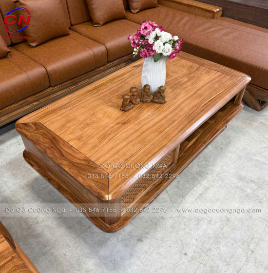Sofa gỗ hương xám chân thuyền góc L hiện đại 2m85 x 1m95 