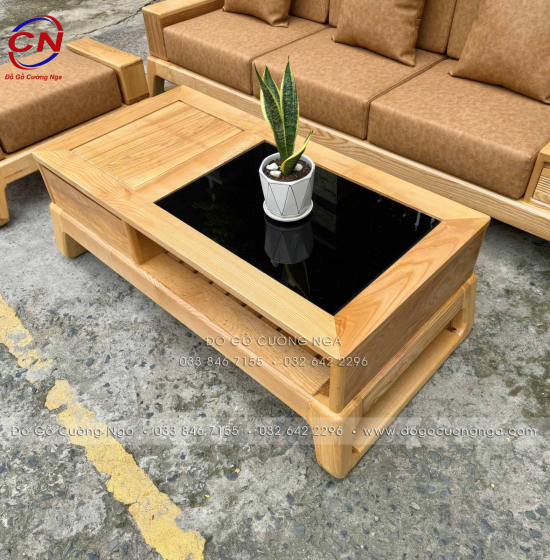 Sofa Văng Gỗ Sồi Màu Tự Nhiên Kèm Nệm 3 Chi Tiết Nhỏ Gọn