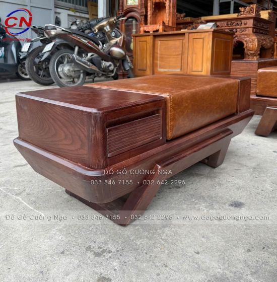 Bộ Bàn Ghế Sofa Gỗ Sồi Nga Chân Thuyền Kèm Nệm 3 Chi Tiết 