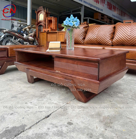 Bộ Bàn Ghế Sofa Gỗ Sồi Nga Chân Thuyền Kèm Nệm 3 Chi Tiết 
