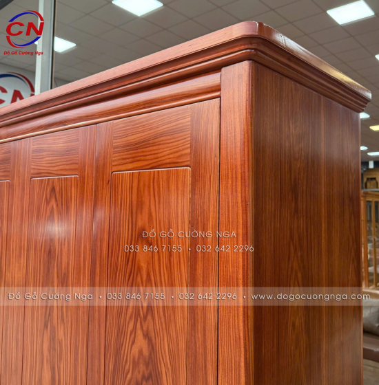 Tủ Quần Áo Gỗ Cẩm Vân 4 Cánh 3 Buồng Hiện Đại 