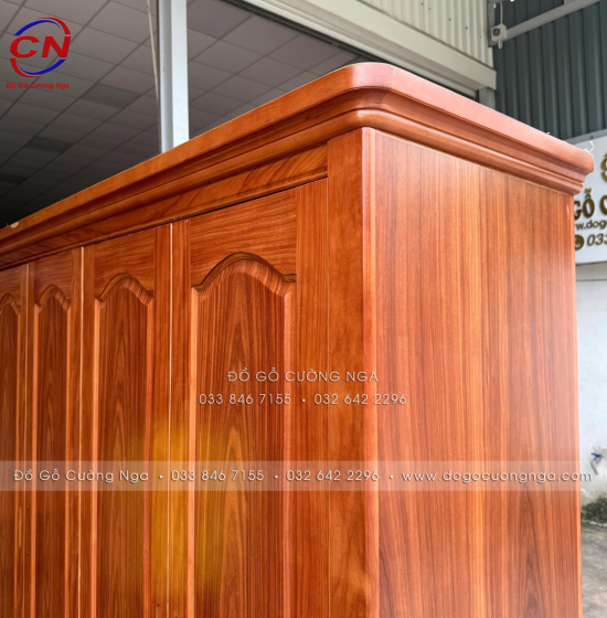 Tủ Quần Áo Gỗ Cẩm Vân 4 Cánh Vòm Hiện Đại