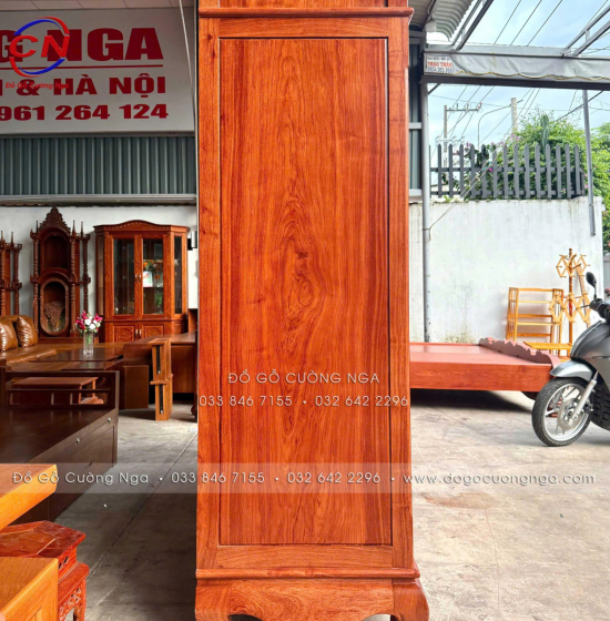 Tủ Áo Gỗ Hương Đá 4 Cánh Tân Cổ Điển Thiết Kế Bản Lề Lá 