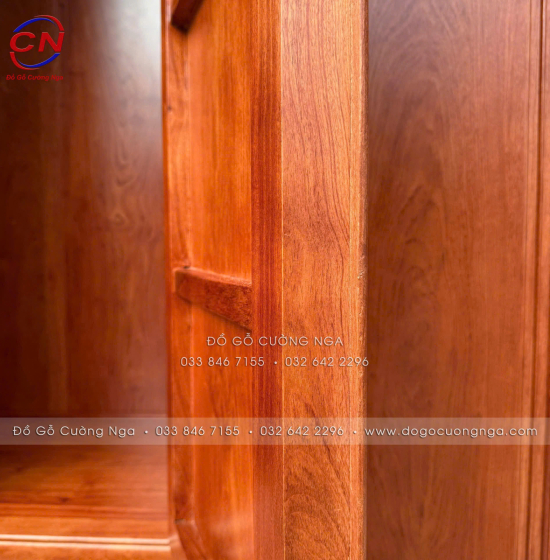Tủ Áo Gỗ Hương Đá 4 Cánh Tân Cổ Điển Thiết Kế Bản Lề Lá 