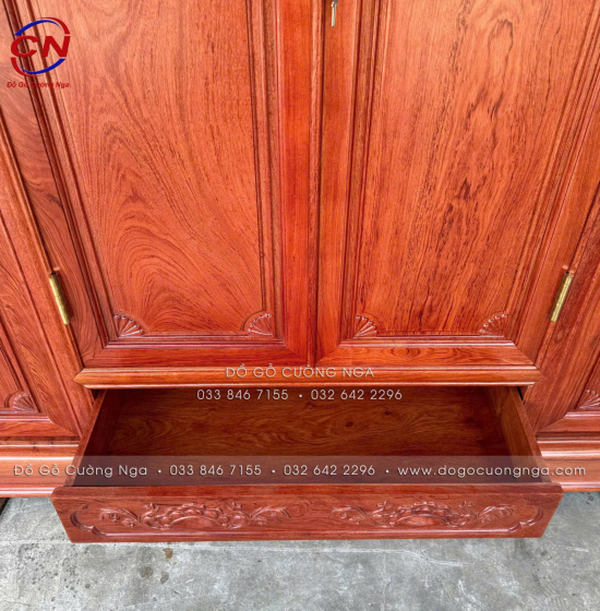 Tủ Áo Gỗ Hương Đá 4 Cánh Tân Cổ Điển Cao Cấp Sang Trọng
