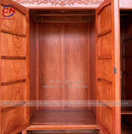 Tủ Áo Gỗ Hương Đá 4 Cánh Tân Cổ Điển Cao Cấp Sang Trọng