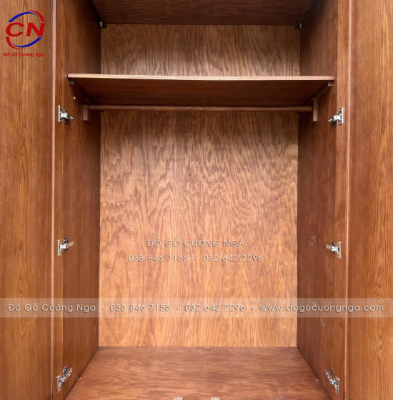 Tủ Áo Gỗ Sồi Nga 3 Cánh Màu Óc Chó Thiết Kế Hiện Đại Dài 1m6
