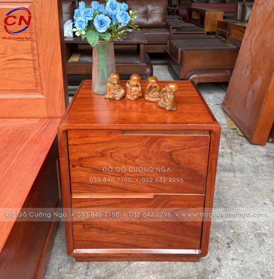 Combo Giường Tủ Gỗ Hương Đá Kèm Kệ Trang Trí Sang Trọng