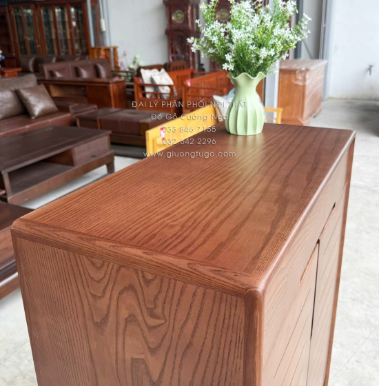 Tủ Giày Dép Gỗ Sồi Nga Màu Óc Chó 2 Cánh Chân Cao Hiện Đại