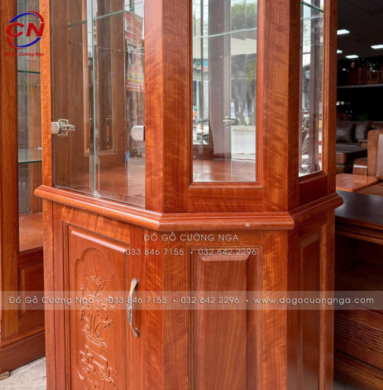 Tủ Rượu Lục Năng 80cm Gỗ Xoan Đào Thiết Kế Nhỏ Gọn