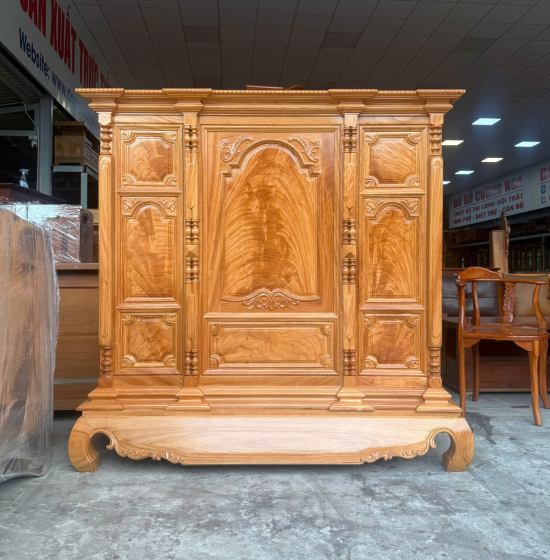 Tủ Thờ Gỗ Gõ Đỏ 1m53 Cánh Phẳng Đẹp Cao 1m54