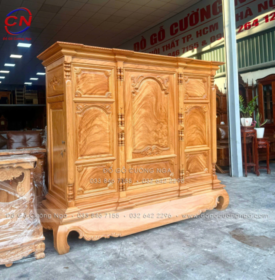 Tủ Thờ Gỗ Gõ Đỏ Cao Cấp 1m75 Cánh Trơn