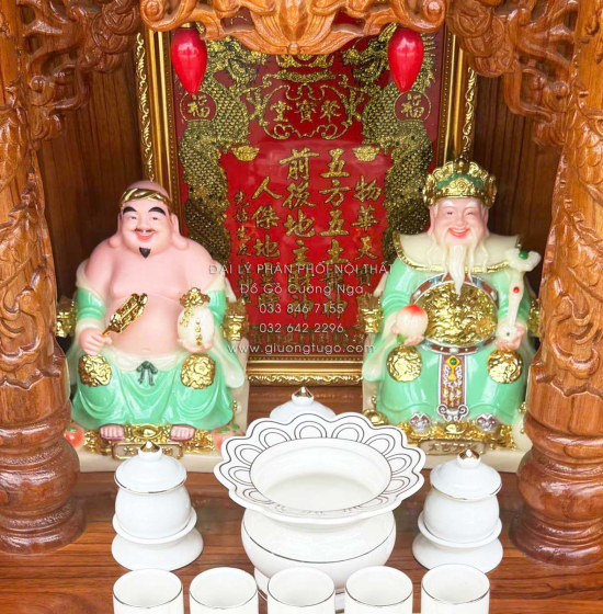 Bộ Tượng Ông Địa - Thần Tài Bằng Sứ Cao Cấp