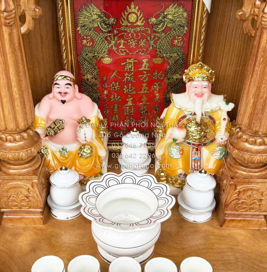 Bộ Tượng Ông Địa - Thần Tài Bằng Sứ Cao Cấp