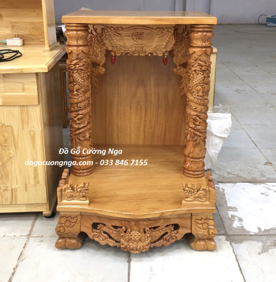 Bàn thờ ông địa thần tài gỗ gõ đỏ 60x88 - cột 10 giá rẻ 