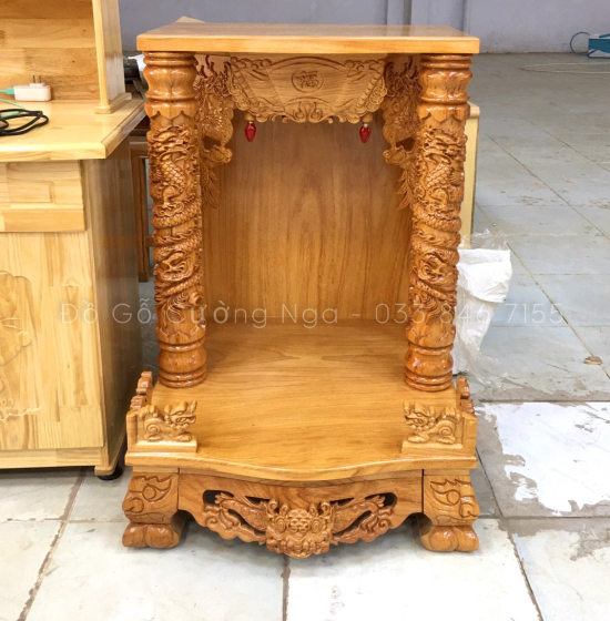 Bàn thờ ông địa thần tài gỗ gõ đỏ 60x88 - cột 10 giá rẻ 