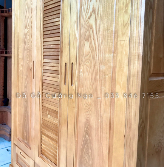 Tủ Áo Gỗ Sồi Nga 3 Cánh 2 Buồng Hiện Đại 