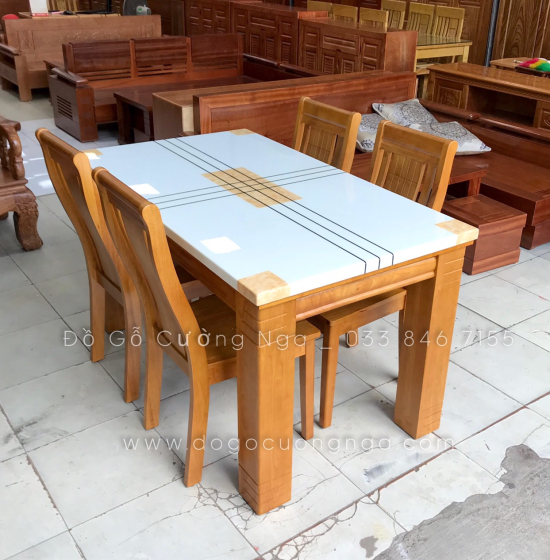 Bàn ăn mặt đá 4 ghế cao cấp BĐ 011