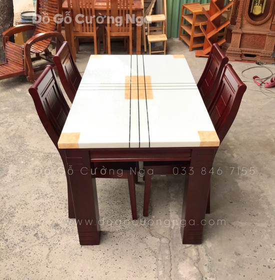 Bộ bàn ăn mặt đá 4 ghế cao cấp 
