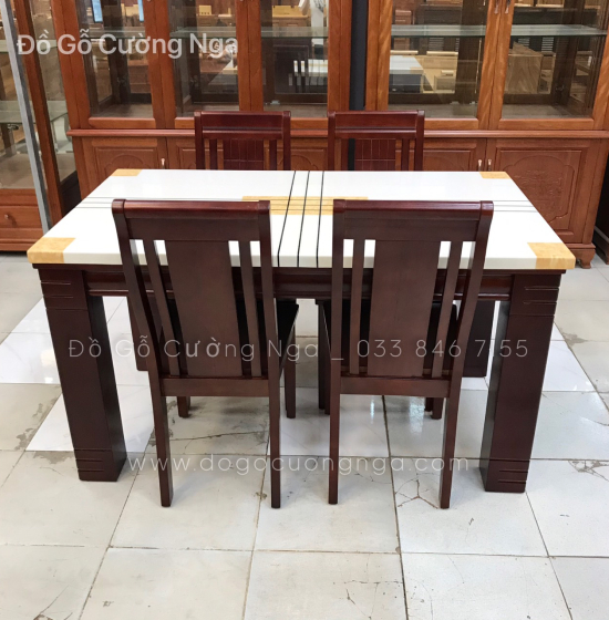 Bộ bàn ăn mặt đá 4 ghế cao cấp 