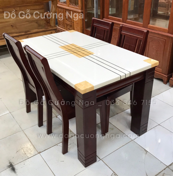 Bộ bàn ăn mặt đá 4 ghế cao cấp 