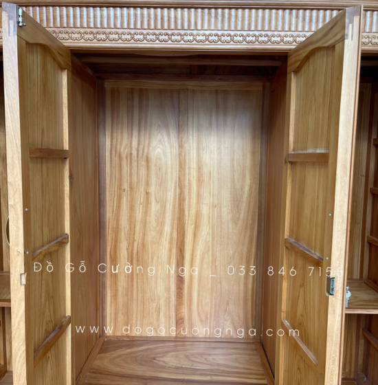 Combo phòng ngủ gỗ gõ đỏ - hiện đại - mẫu X cong 