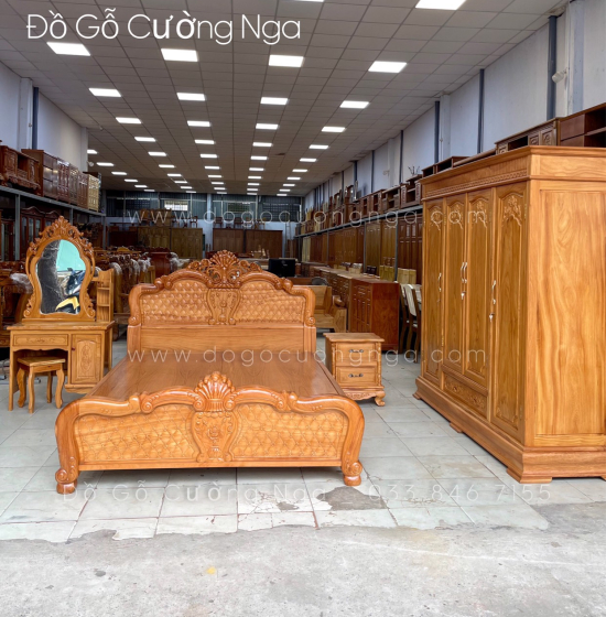 Combo phòng ngủ gỗ gõ đỏ - mẫu nữ hoàng 